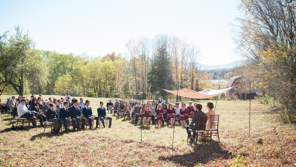 ceremony in field behind the barn 