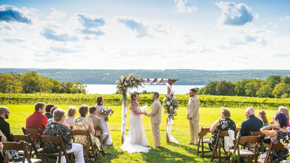 This view of Seneca Lake and our lush vineyards are the perfect natural backdrop while you say your vows. (Photo by Scarinzi Media - http://scarinzimedia.com/)